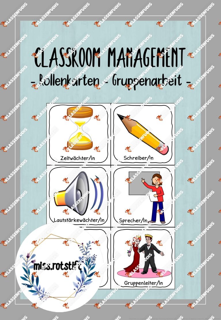 Rollenkarten für die Gruppenarbeit – Classroom Management